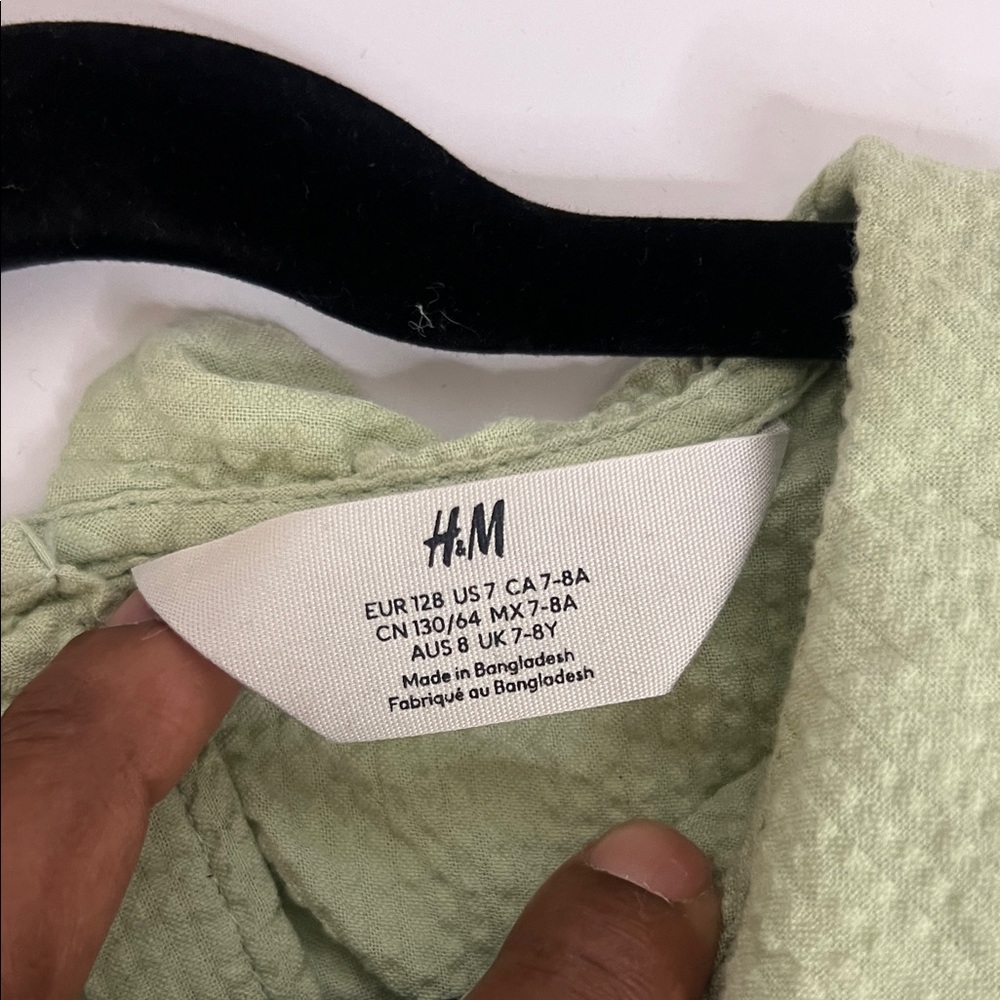 H&M  Girls Light Green Textured Sleeveless Dress size 7 - Picture 2 of 6